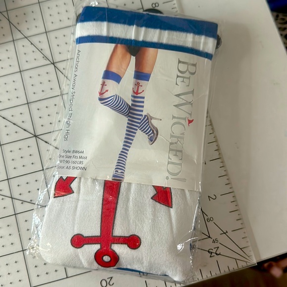 Be Wicked Anchors Away Striped Thigh Highs - Picture 1 of 2